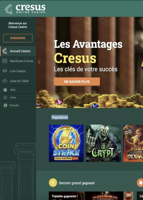 Accès espace membre protégé Cresus Casino